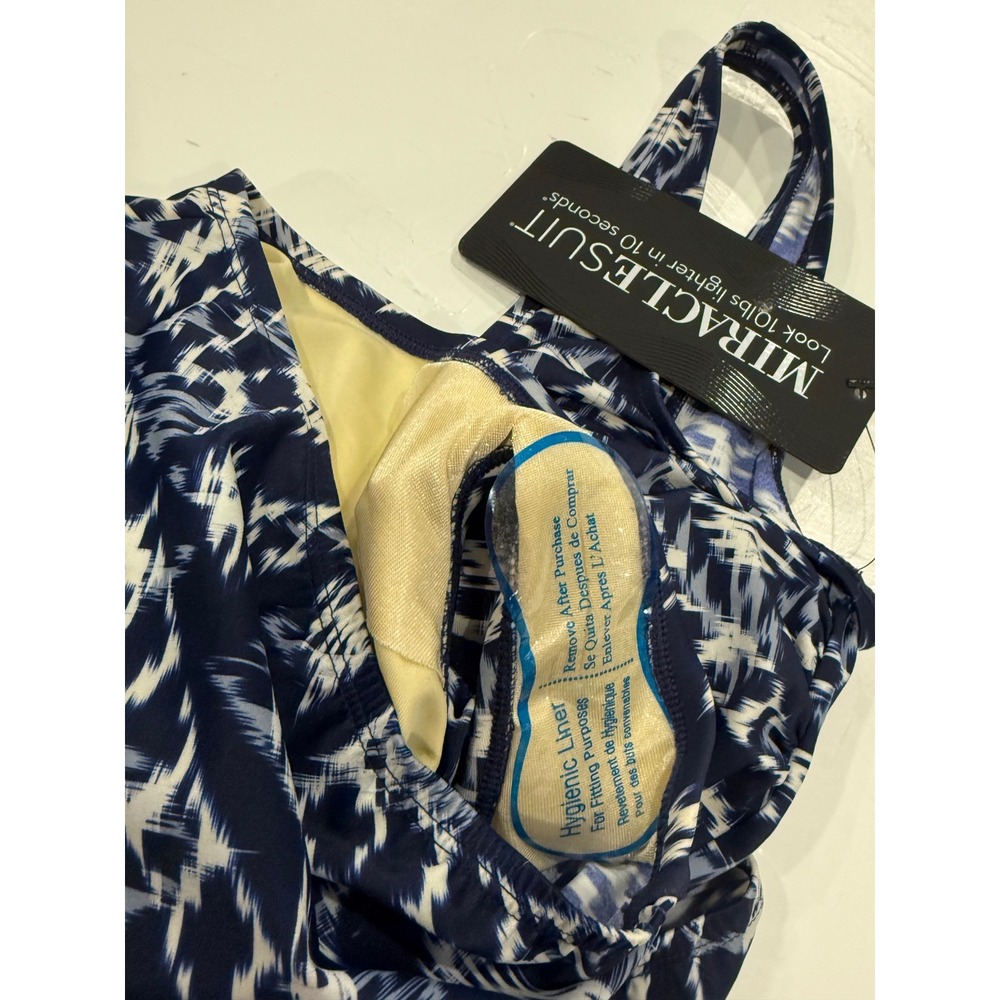 Miraclesuit Womens Navy White Abstract Print One Piece Swimsuit Size 12 NEW - Picture 8 of 13